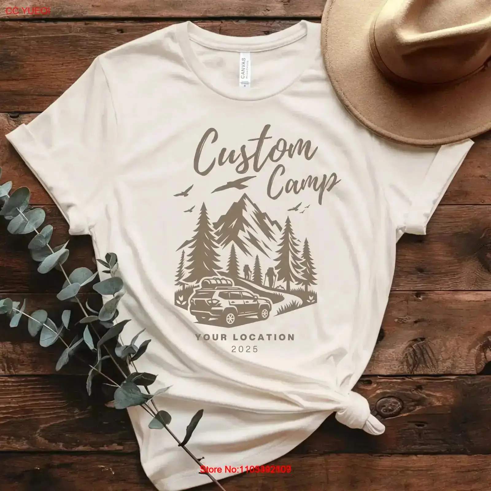 Custom Camp T Shirt with Locat - Outdoor Adventure Locations ulasan dan harga