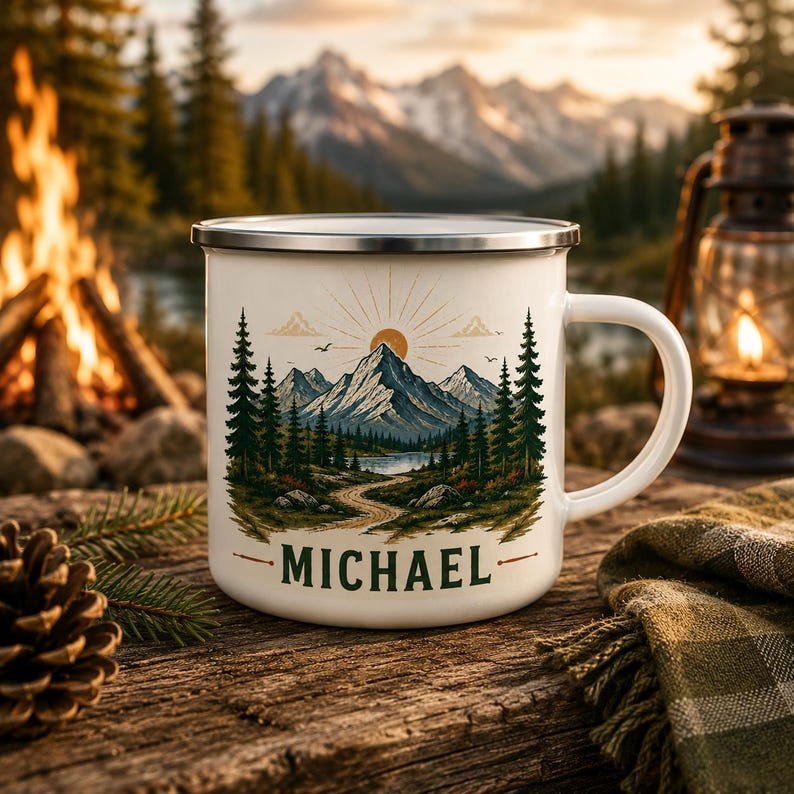 Personalized Mountain Enamel C - Outdoor Adventure Names ulasan dan harga