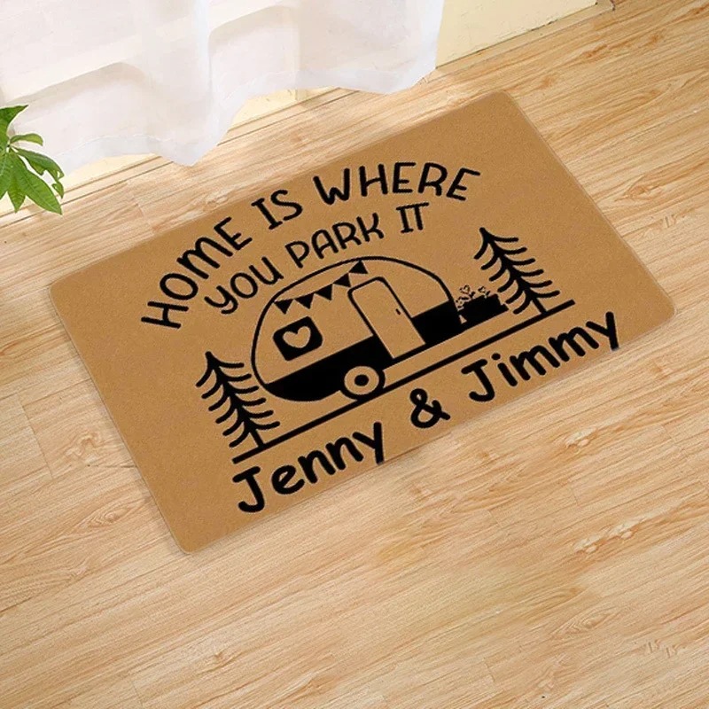 Camper Trailer Patterned Floor - Outdoor Adventure Names ulasan dan harga