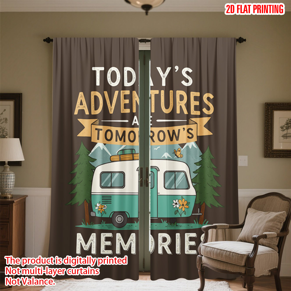 2pcs 2D flat printing Curtain  - Outdoor Adventure Youtube ulasan dan harga